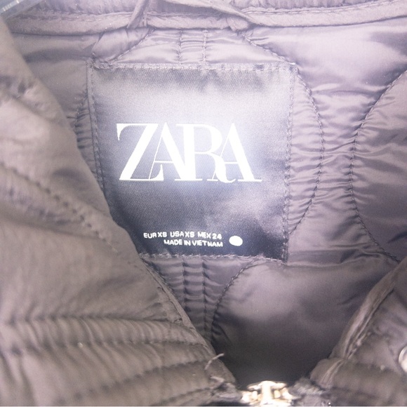 Zara black water repellent puffer jacket size XS NWT - Picture 4 of 8
